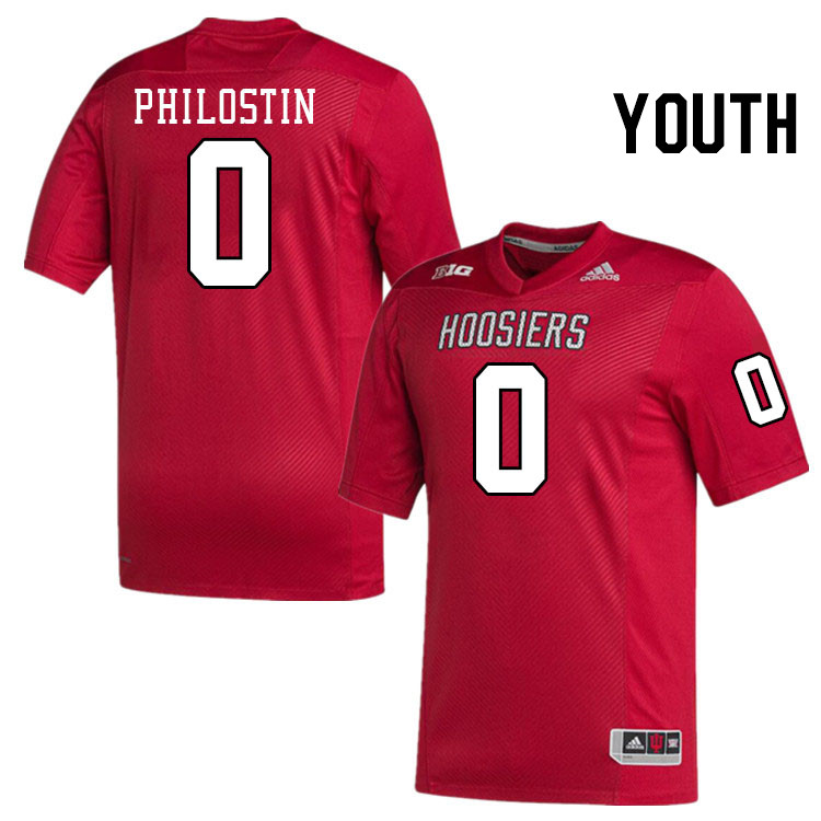 Youth #0 Josh Philostin Indiana Hoosiers College Football Jerseys Stitched-Crimson